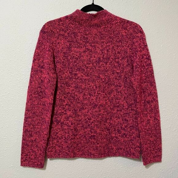 Womens Pink Mock Neck Handmade Long Sleeve Knit Pullover Sweater Size XS - Picture 2 of 7
